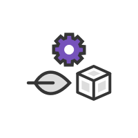 Illustration of cube, leaf and configuration Icon Illustration of cube, leaf and configuration Icon